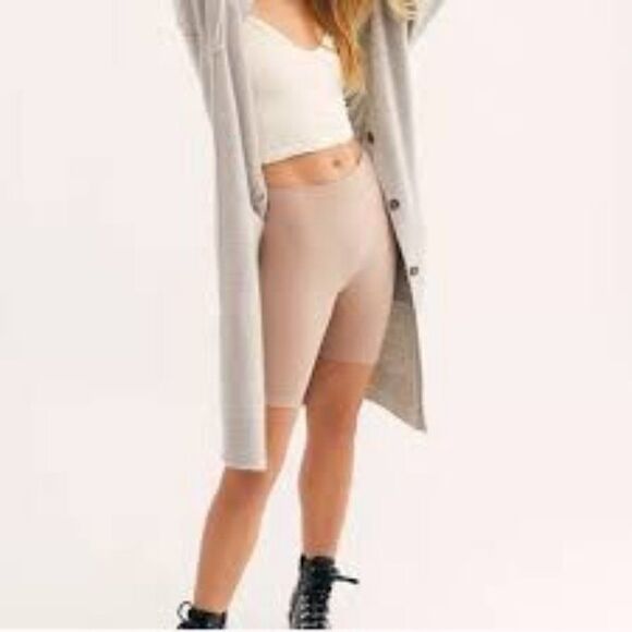 Free People Ribbed Seamless Bike Shorts in color Ballet - Picture 1 of 5